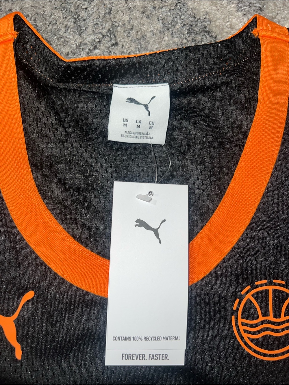 Puma Black Basketball Jersey with Orange Trim - Picture 3 of 9